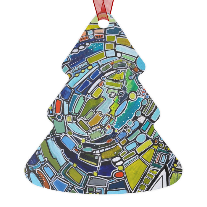 "Green Vortex" Metal Ornament
