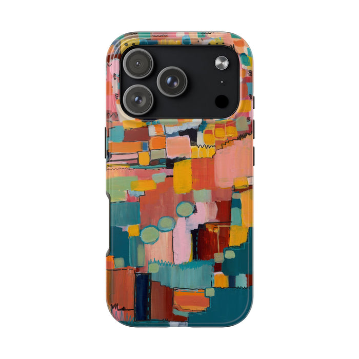 Abstract Color Block Tough Phone Case — Vibrant Geometric Art iPhone Cover
