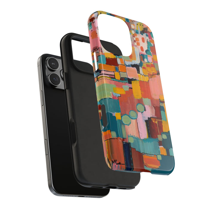 Abstract Color Block Tough Phone Case — Vibrant Geometric Art iPhone Cover