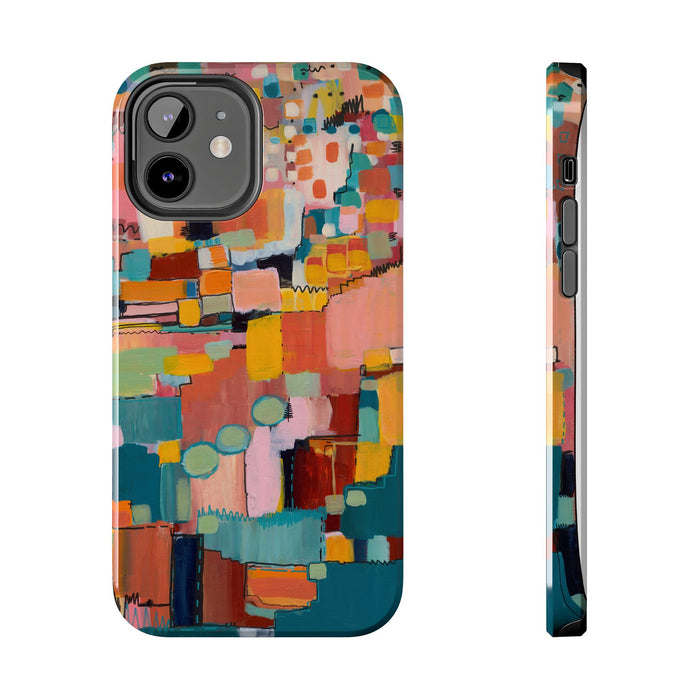 Abstract Color Block Tough Phone Case — Vibrant Geometric Art iPhone Cover