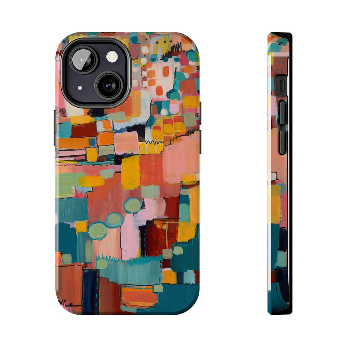 Abstract Color Block Tough Phone Case — Vibrant Geometric Art iPhone Cover