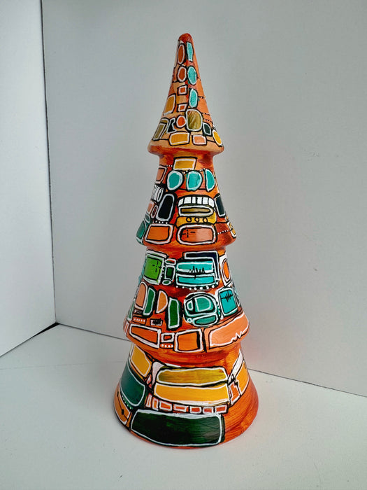 Mid Century Modern Atomic Hand-Painted Ceramic Tree