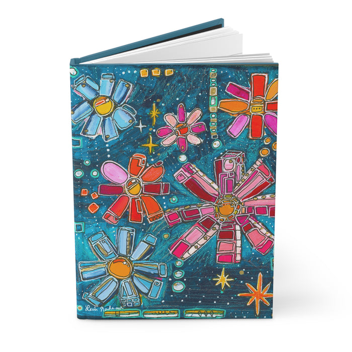 Floral Galaxy- Hardcover Journal- Mid Century Modern Space Floral Notebook