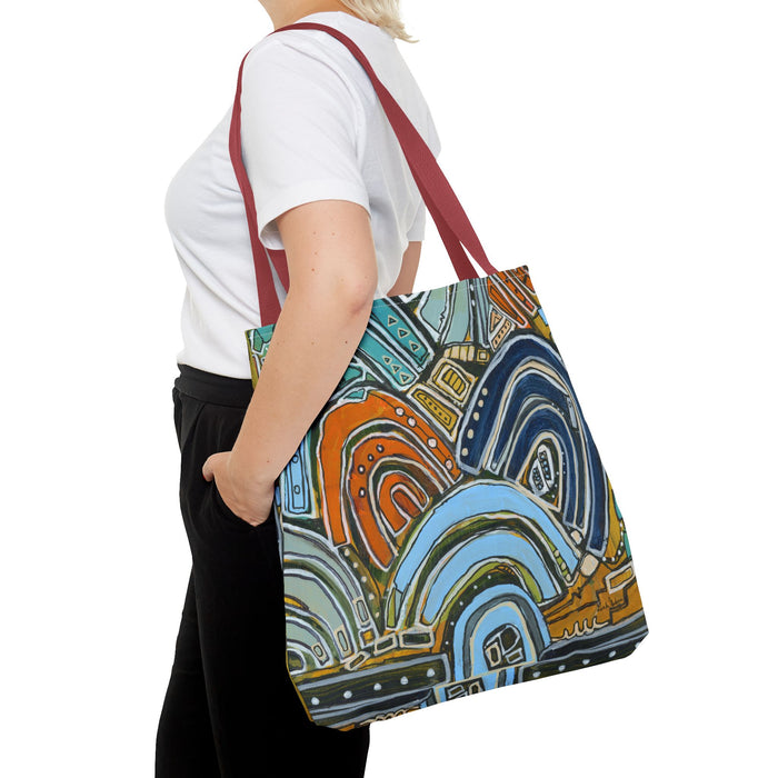 "Tsunami Mid Mod" Tote Bag|  Abstract Colorful Arches Tote Bag | Geometric Pattern, Boho Art Print