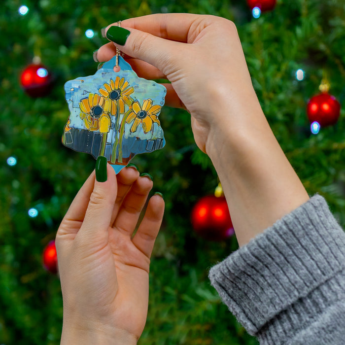Leah's Sunflowers Ceramic Ornament