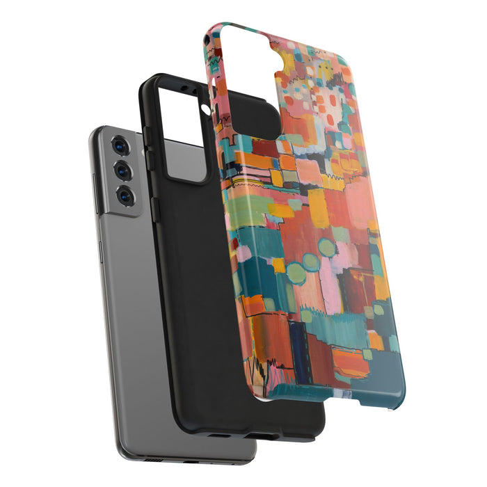Abstract Color Block Tough Phone Case — Vibrant Geometric Art iPhone Cover