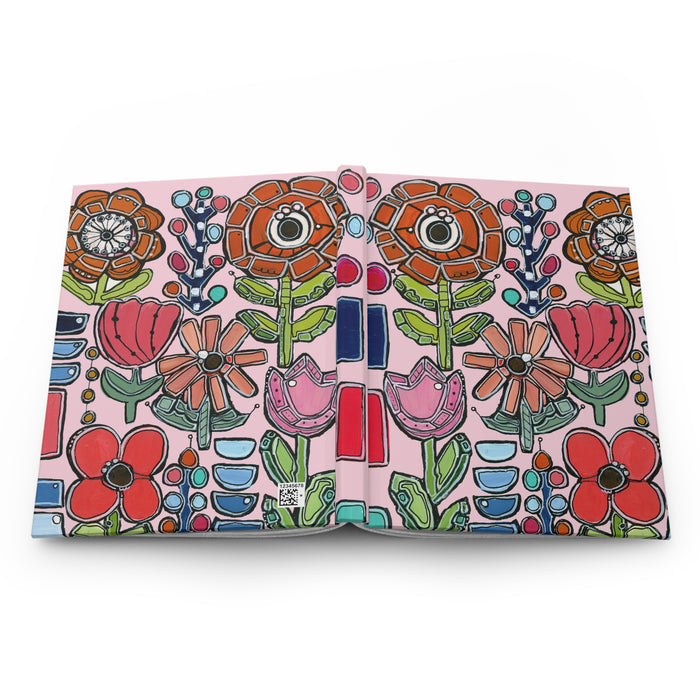 Floral Doodles Hardcover Journal — Pink Garden Lined Notebook