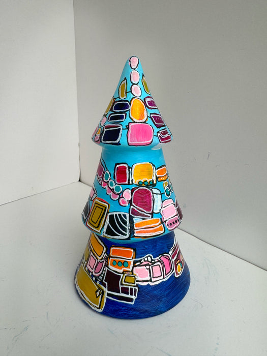 Blue, Yellow and Pink Hand-Painted Ceramic Tree