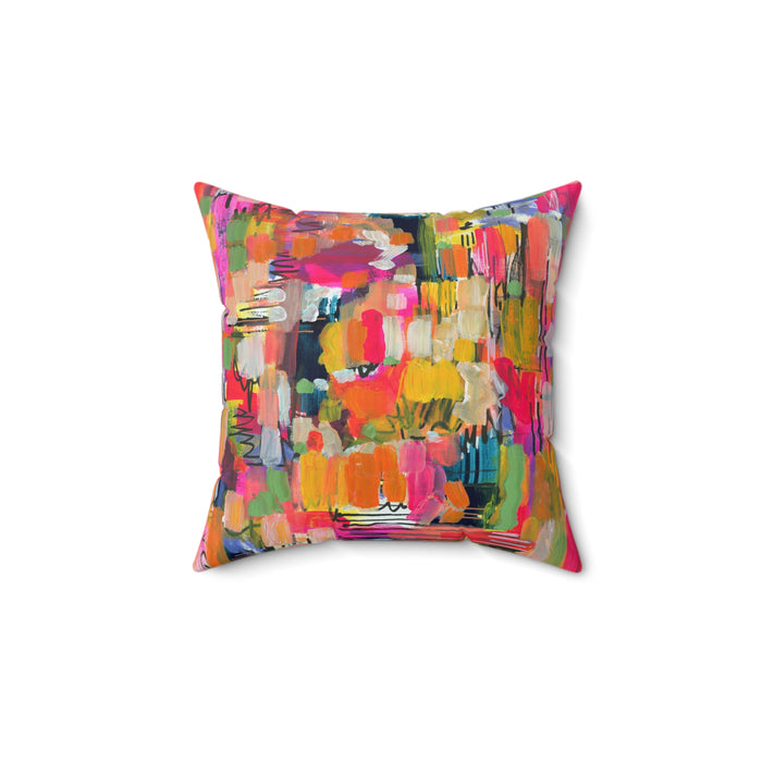 Color Burst Abstract Throw Pillow — Bright Modern Art Decorative Cushion