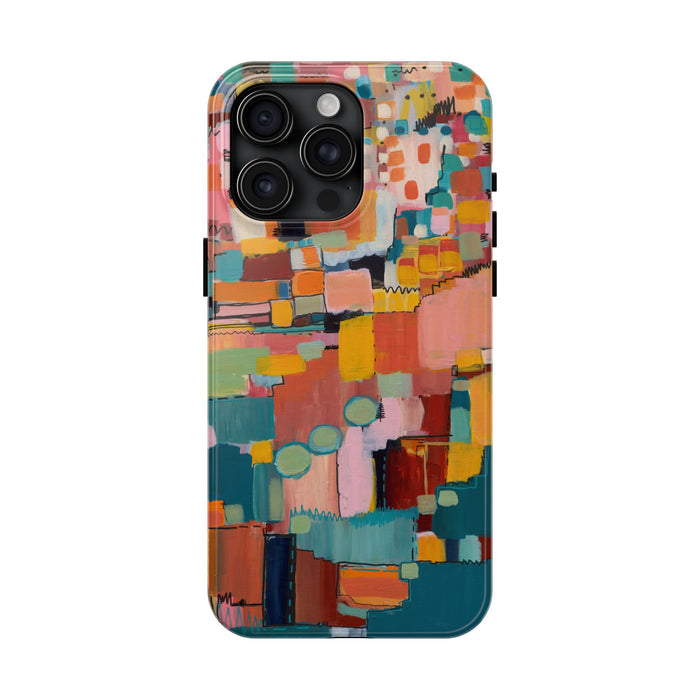 Abstract Color Block Tough Phone Case — Vibrant Geometric Art iPhone Cover