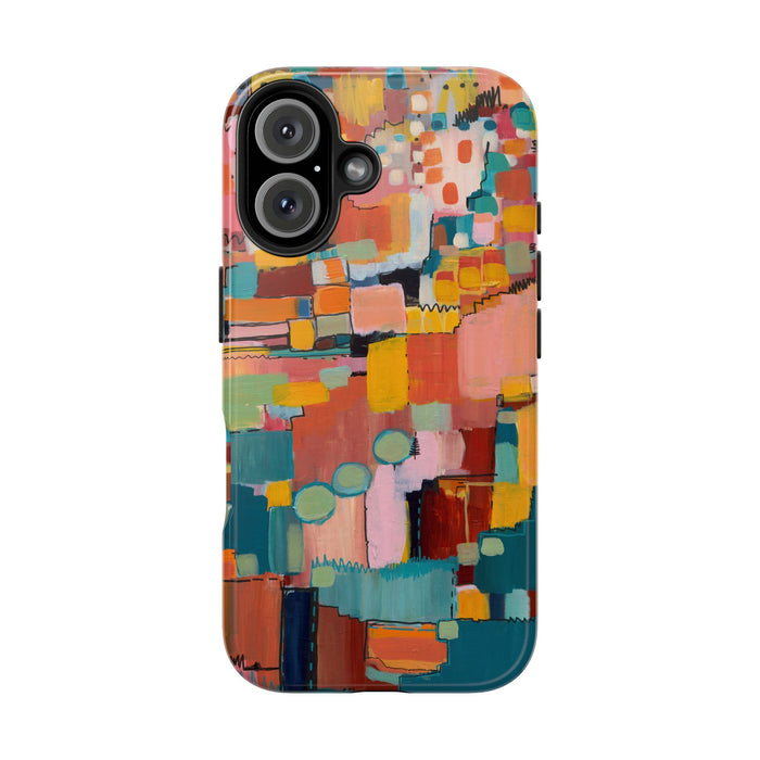 Abstract Color Block Tough Phone Case — Vibrant Geometric Art iPhone Cover