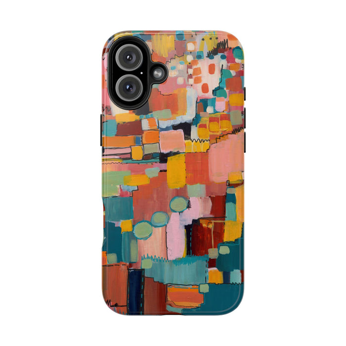 Abstract Color Block Tough Phone Case — Vibrant Geometric Art iPhone Cover