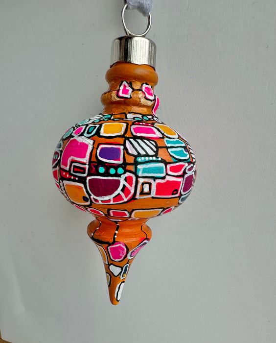 Yellow, Pink and Teal Ceramic Ornament