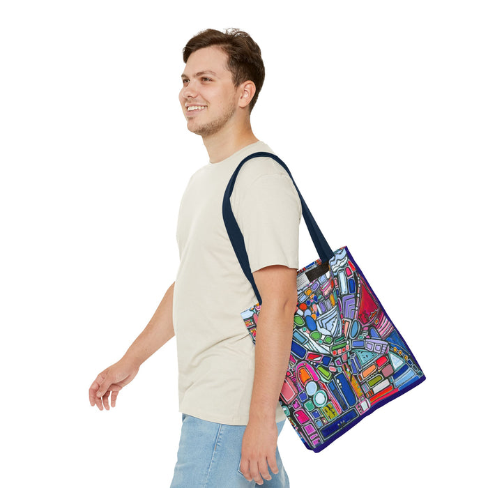 Abstract Colorblock Tote Bag — Vibrant Geometric Art Print
