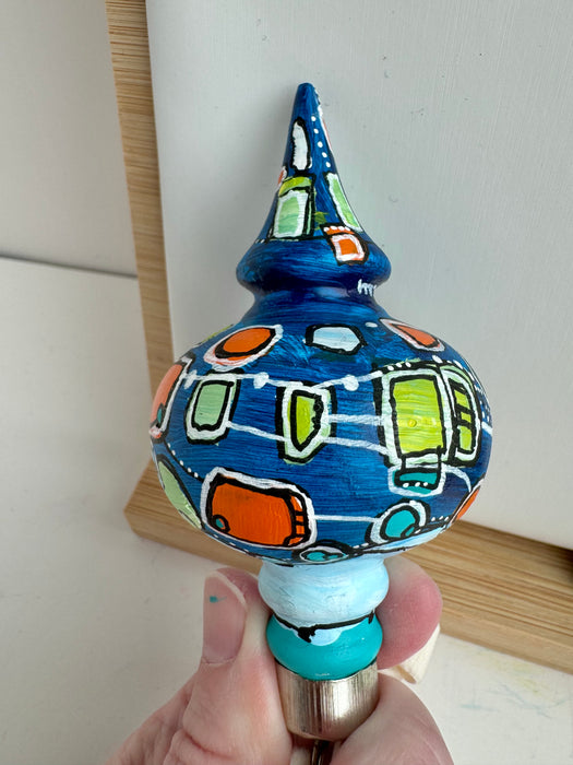 Blue, Teal and Orange Ceramic Ornament