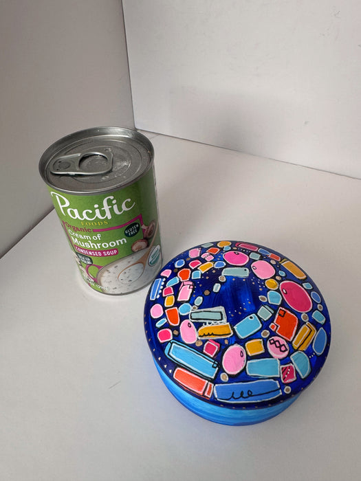 Blue Memory Vessel- Original Hand Painted Ceramic