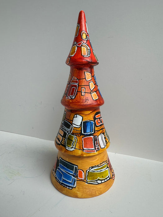 Mid Century Modern Atomic Hand-Painted Ceramic Tree