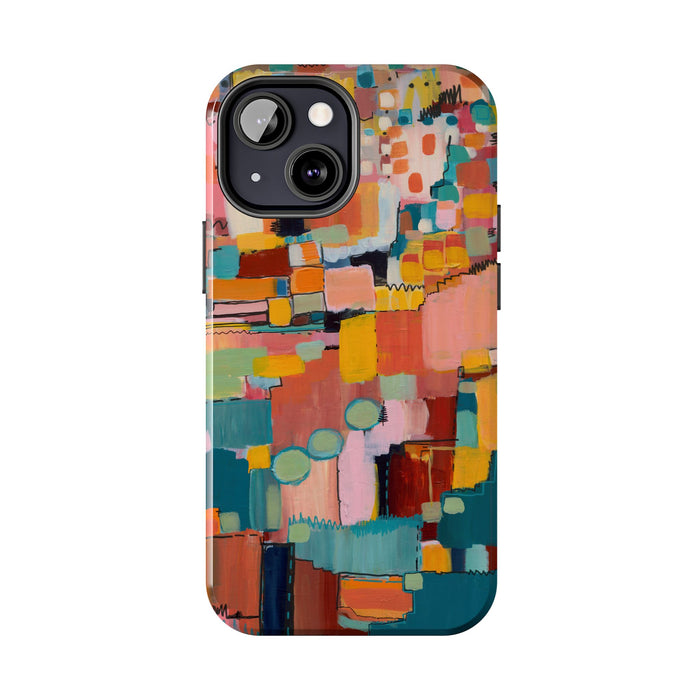 Abstract Color Block Tough Phone Case — Vibrant Geometric Art iPhone Cover