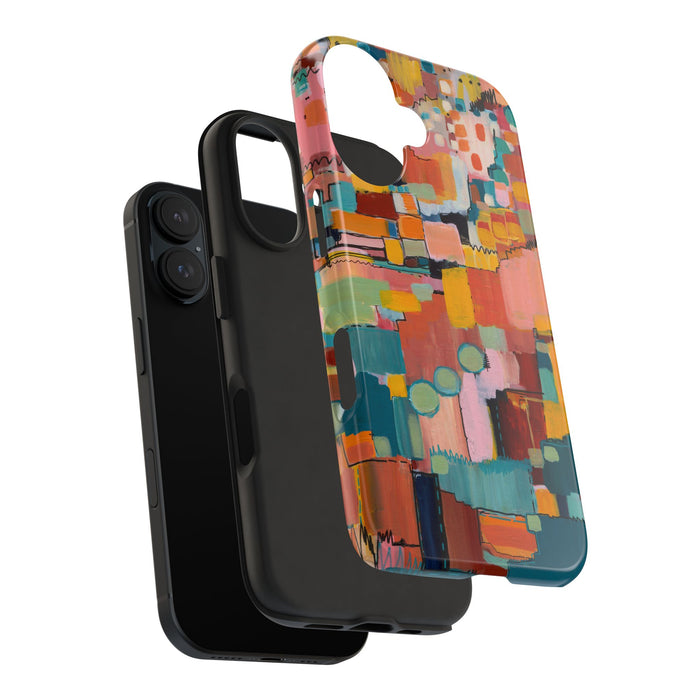 Abstract Color Block Tough Phone Case — Vibrant Geometric Art iPhone Cover