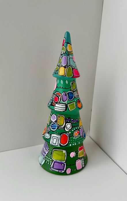 Abstract Christmas Tree Hand-Painted Ceramic Tree