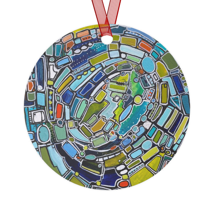 "Green Vortex" Metal Ornament