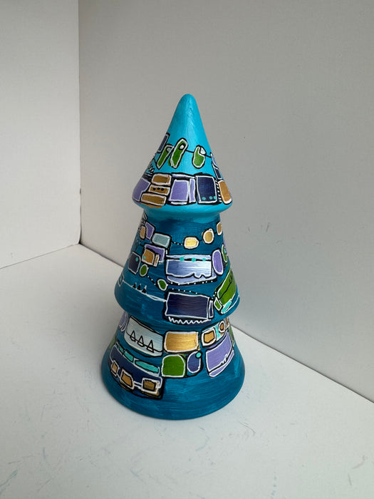 Blue, Green and Gold Hand-Painted Ceramic Tree