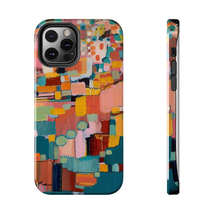 Abstract Color Block Tough Phone Case — Vibrant Geometric Art iPhone Cover