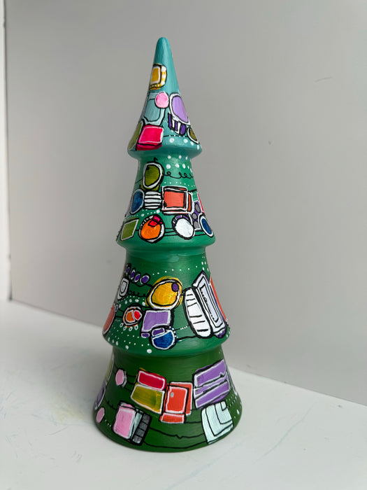 Abstract Christmas Tree Hand-Painted Ceramic Tree