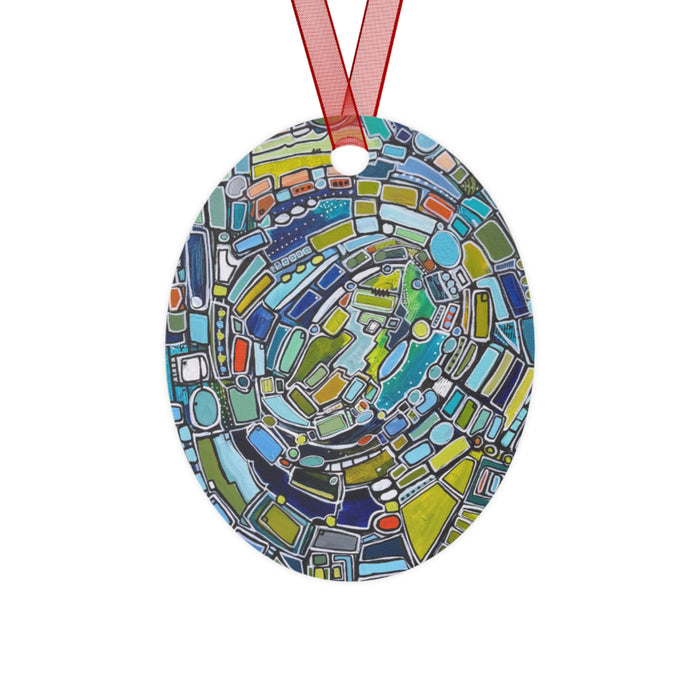 "Green Vortex" Metal Ornament