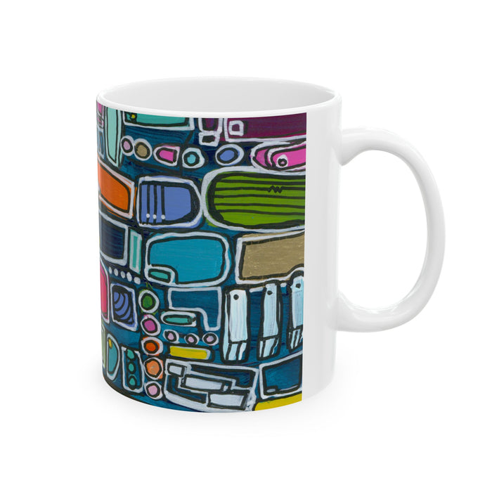 Abstract Color Block Mug — Modern Geometric Ceramic Coffee Cup (11oz/15oz)