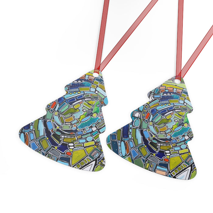 "Green Vortex" Metal Ornament