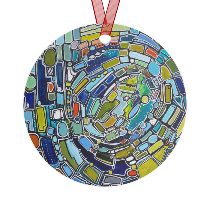 "Green Vortex" Metal Ornament