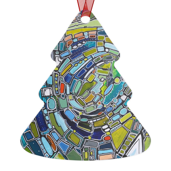 "Green Vortex" Metal Ornament