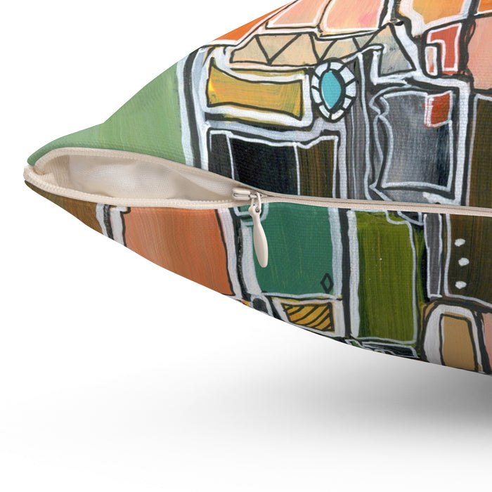 Abstract Orange Geometric  Mid Century Modern Throw Pillow