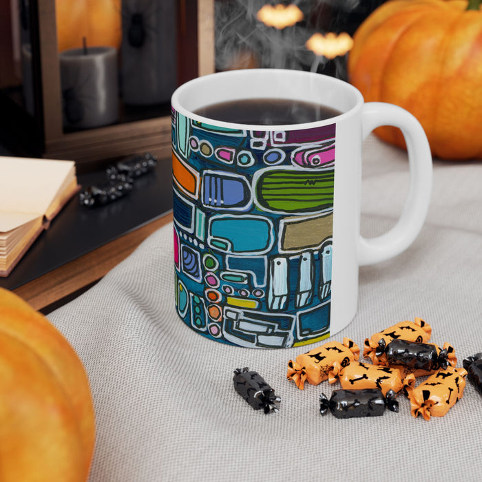 Abstract Color Block Mug — Modern Geometric Ceramic Coffee Cup (11oz/15oz)