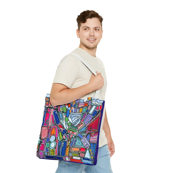 Abstract Colorblock Tote Bag — Vibrant Geometric Art Print