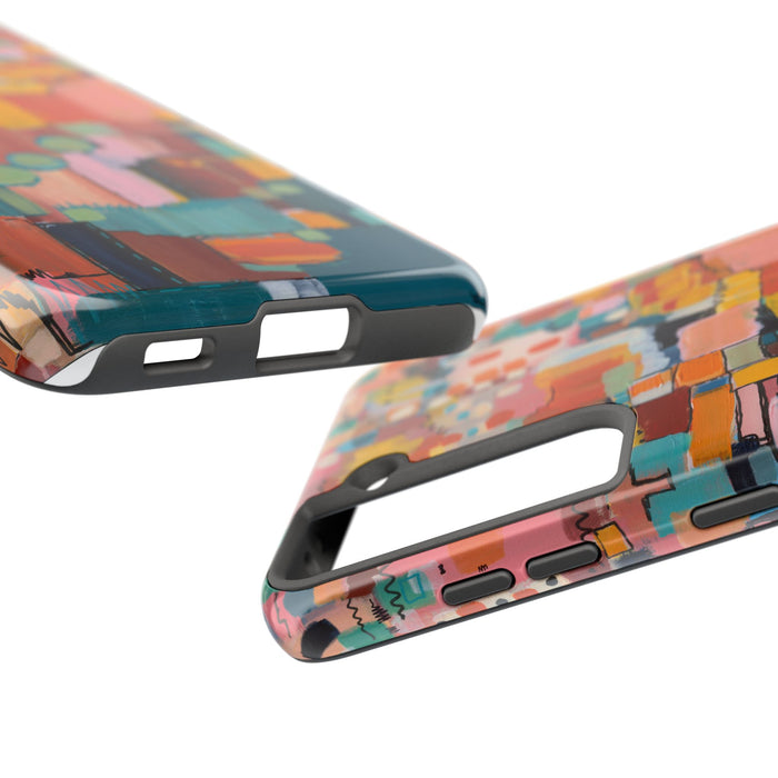 Abstract Color Block Tough Phone Case — Vibrant Geometric Art iPhone Cover