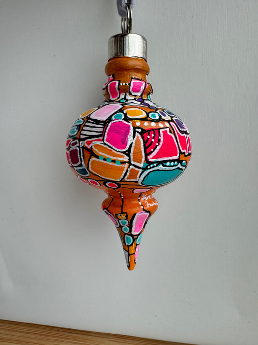 Yellow, Pink and Teal Ceramic Ornament