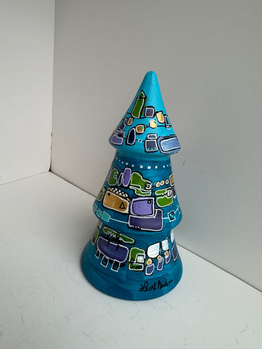 Blue, Green and Gold Hand-Painted Ceramic Tree