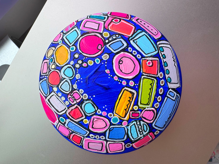 Blue Memory Vessel- original hand painted ceramic box