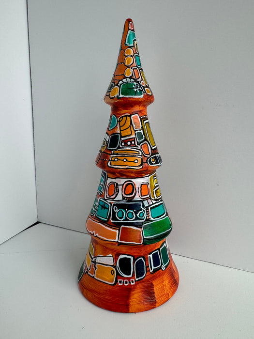 Mid Century Modern Atomic Hand-Painted Ceramic Tree