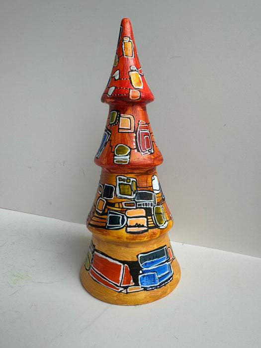 Mid Century Modern Atomic Hand-Painted Ceramic Tree