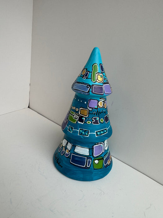 Blue, Green and Gold Hand-Painted Ceramic Tree