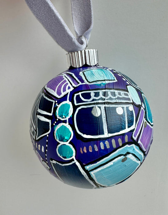 Purple, Teal and Silver Plastic Ornament