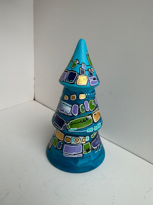 Blue, Green and Gold Hand-Painted Ceramic Tree