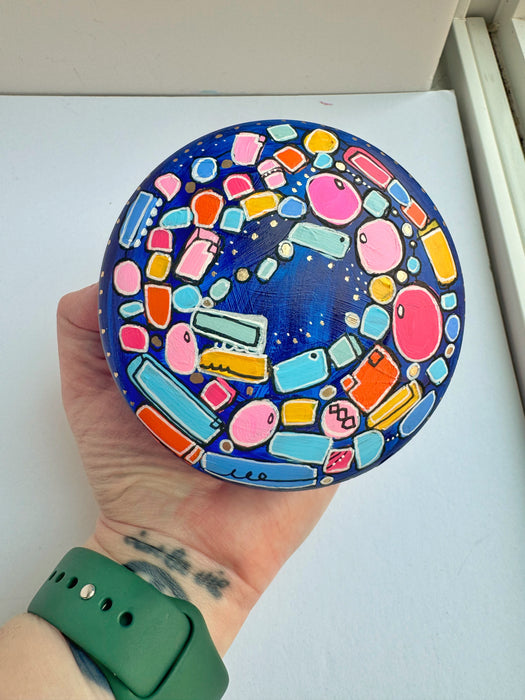 Blue Memory Vessel- Original Hand Painted Ceramic