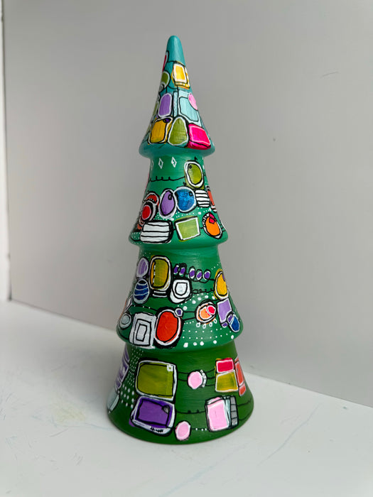 Abstract Christmas Tree Hand-Painted Ceramic Tree