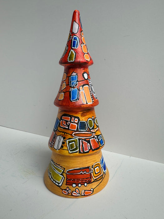 Mid Century Modern Atomic Hand-Painted Ceramic Tree