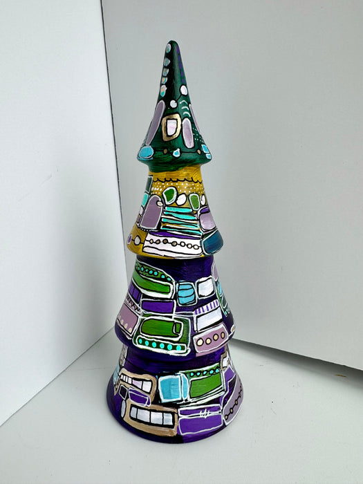 Purple, Green and Gold Hand Painted Ceramic Tree