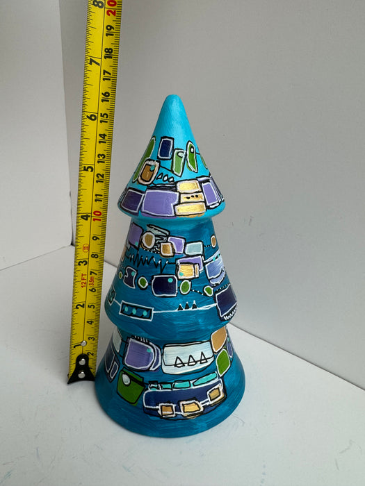 Blue, Green and Gold Hand-Painted Ceramic Tree